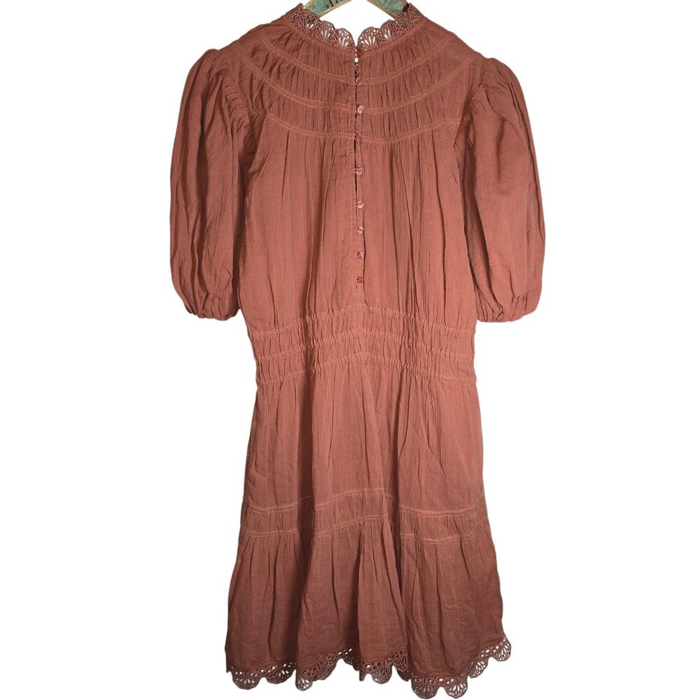 Magali Pascal Giselle Pink Nude Gauzy Seersucker Dress Sz M/8 - Picture 3 of 12